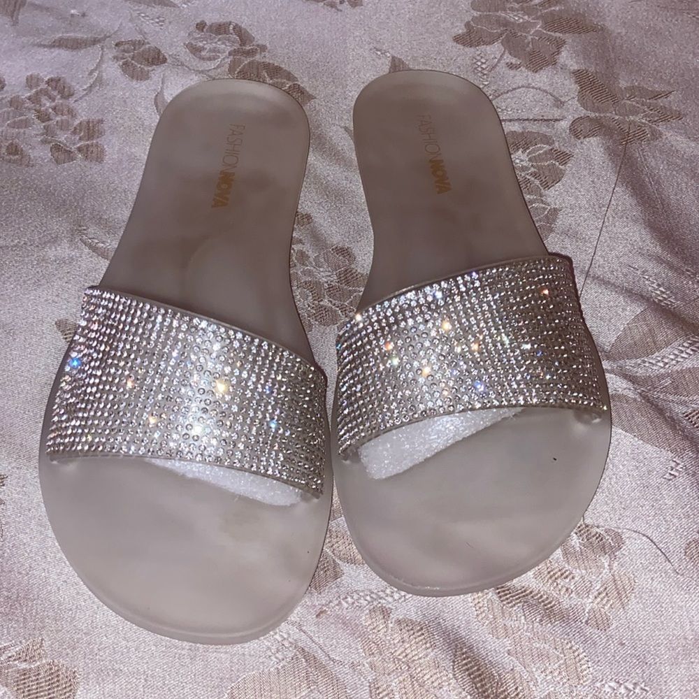 Clear gel sandals with rinestones